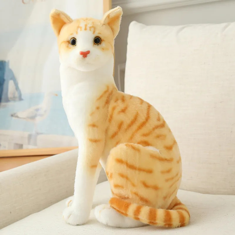 13.7” Siamese Cats Plush Toy Shorthair Cute Orange Cat Lifelike Stuffed Pet Toys for Home Decor