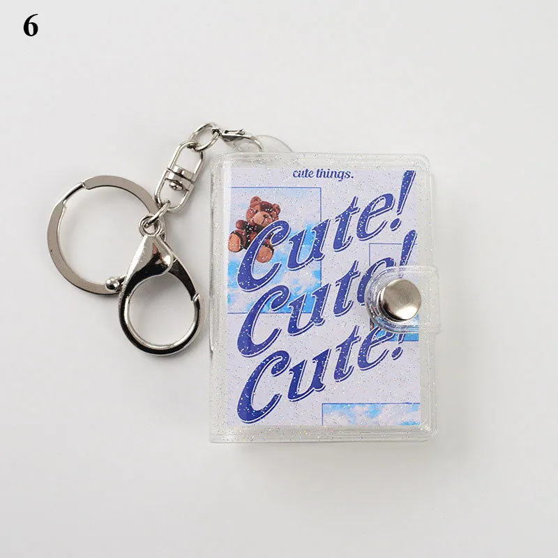 16 Mini Small Photo Album Keyring 1 2 Inch ID Instant Pictures Interstitial Storage Card Book Keychain Lover Time Memory Gift