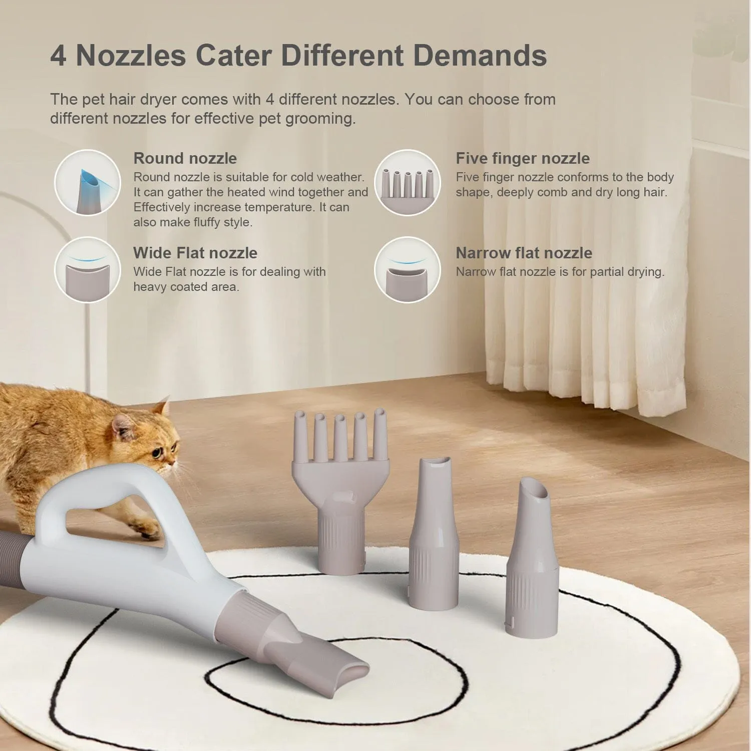 1700W Power 4 IN 1 Pet Grooming Dryer Handheld Blaster