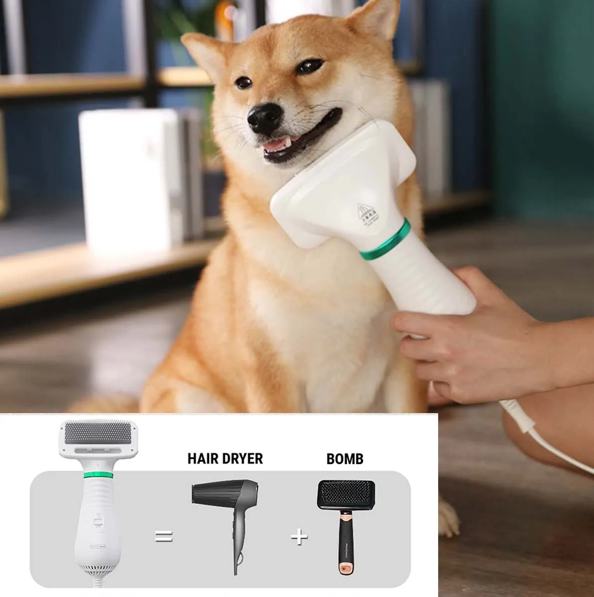2 in 1 Multi-Functional Grooming Brush Comb Hand Held Dog Dryer
