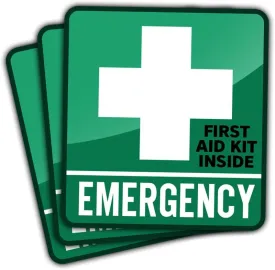 (3pcs) First Aid Kid Inside Sticker  Emergency First Aid Stickers for Box, Pet, or Child Safety  Waterproof Vinyl Decals for Car Window, Water Bottle, Laptop, Helmet, or First Aid Kit  3 Inch