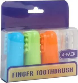4PCS/Set Dog Finger Toothbrush for Pet Tooth Cleaning Tool - Soft, Flexible, Manual Pet Toothbrush - Green, Orange, Blue - 4 Pack
