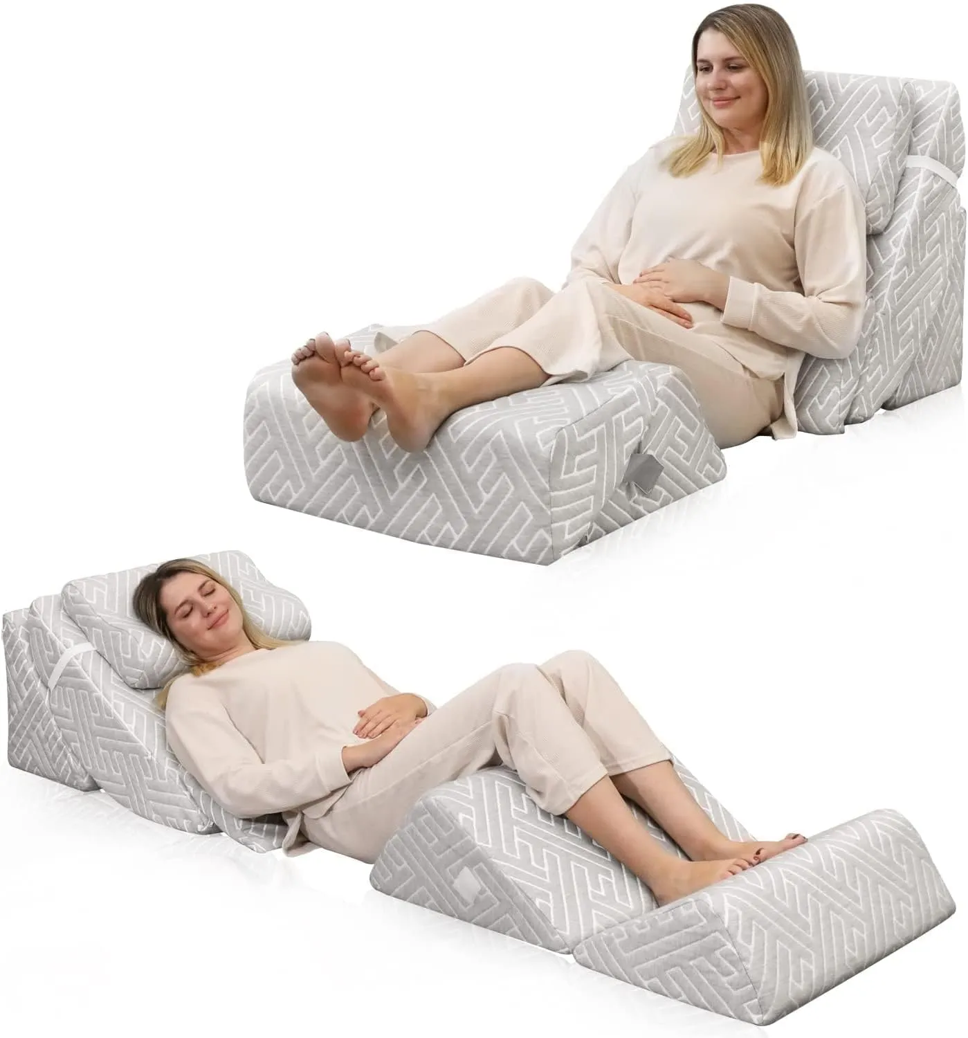 6pcs Orthopedic Bed Wedge Pillow Set, Adjustable Memory Foam After Post Surgery Pillow for Back Leg Neck Support, Tummy Tuck Pillow for Sleeping Acid Reflux Sitting up