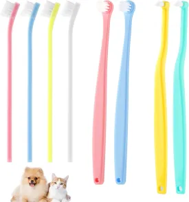 8pcs Pet Toothbrush, 3 Styles Cat & Dog Toothbrush Micro Brush Head Puppy Mini Toothbrush Soft Bristle Small Dog Dental Clean Kit for Teeth Clean Plaque Tartar Formation (Colour 2)