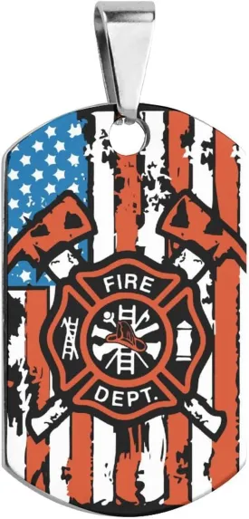 American Flag Firefighter Printed Pet ID Tags Personalized Dog Tags Stainless Steel Cat Collar Tags Accessories Decoration