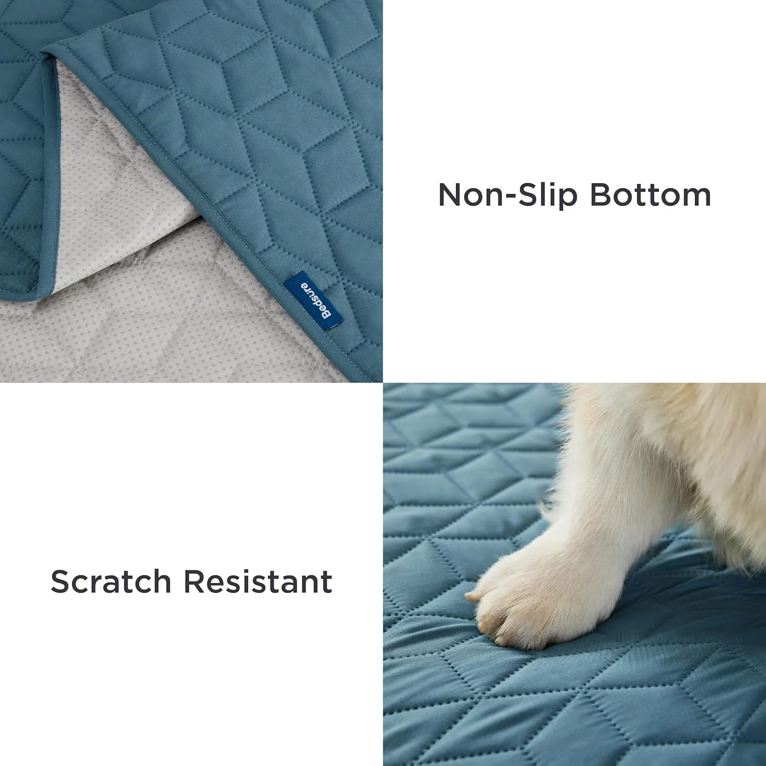 Bedsure 100% Waterproof Bed Cover for Dogs Washable - Non Slip Waterproof Dog Blanket for Bed, Lightweight Furniture Protector Durable for Pet Cat Puppy with Non-Slip Bottom, Blue, 68x82IN