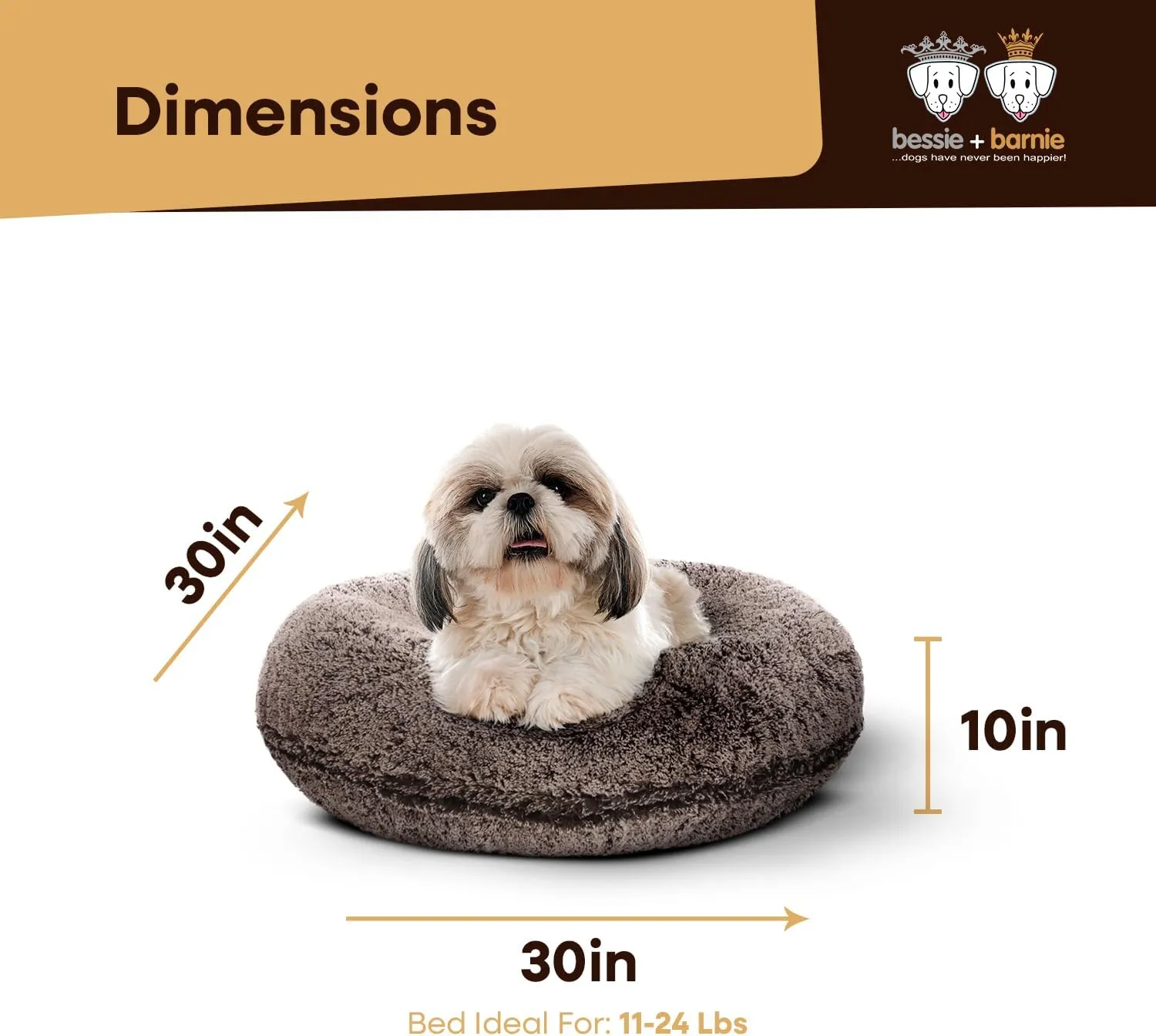 Bessie and Barnie Bagel Donut Dog Bed - Extra Plush Faux Fur - Circle/Donut Dog Bed - Waterproof Lining and Removable Washable Cover - Calming Dog Bed - Multiple Sizes & Colors Available