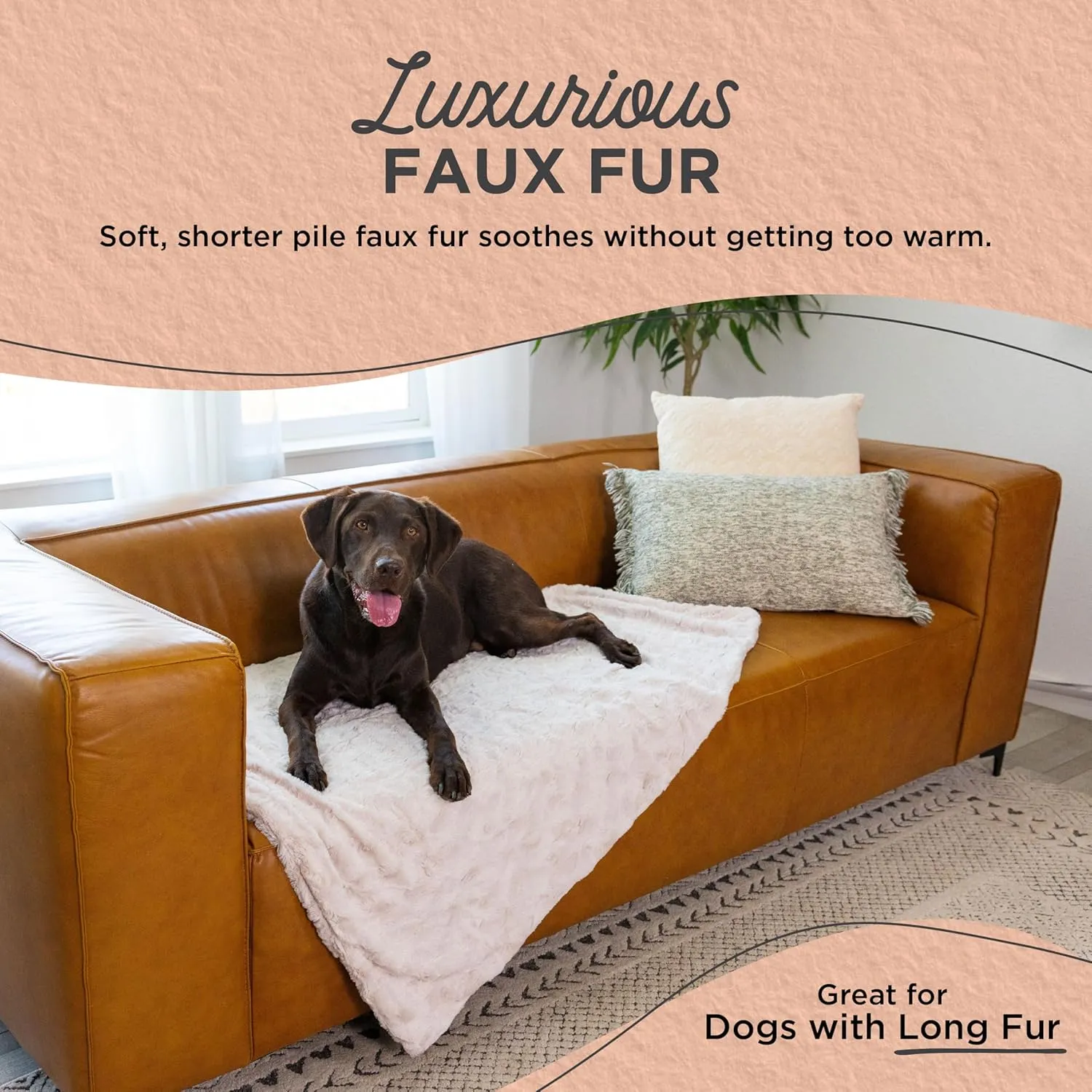 Best Friends by Sheri Calming Lux Dog Blanket  Ultra Soft Faux Fur Pet Throw, Anxiety-Relief, Lightweight Warm Bed Cover for Dogs and Cats, Machine Washable, Oyster Cream, 40" x 50"
