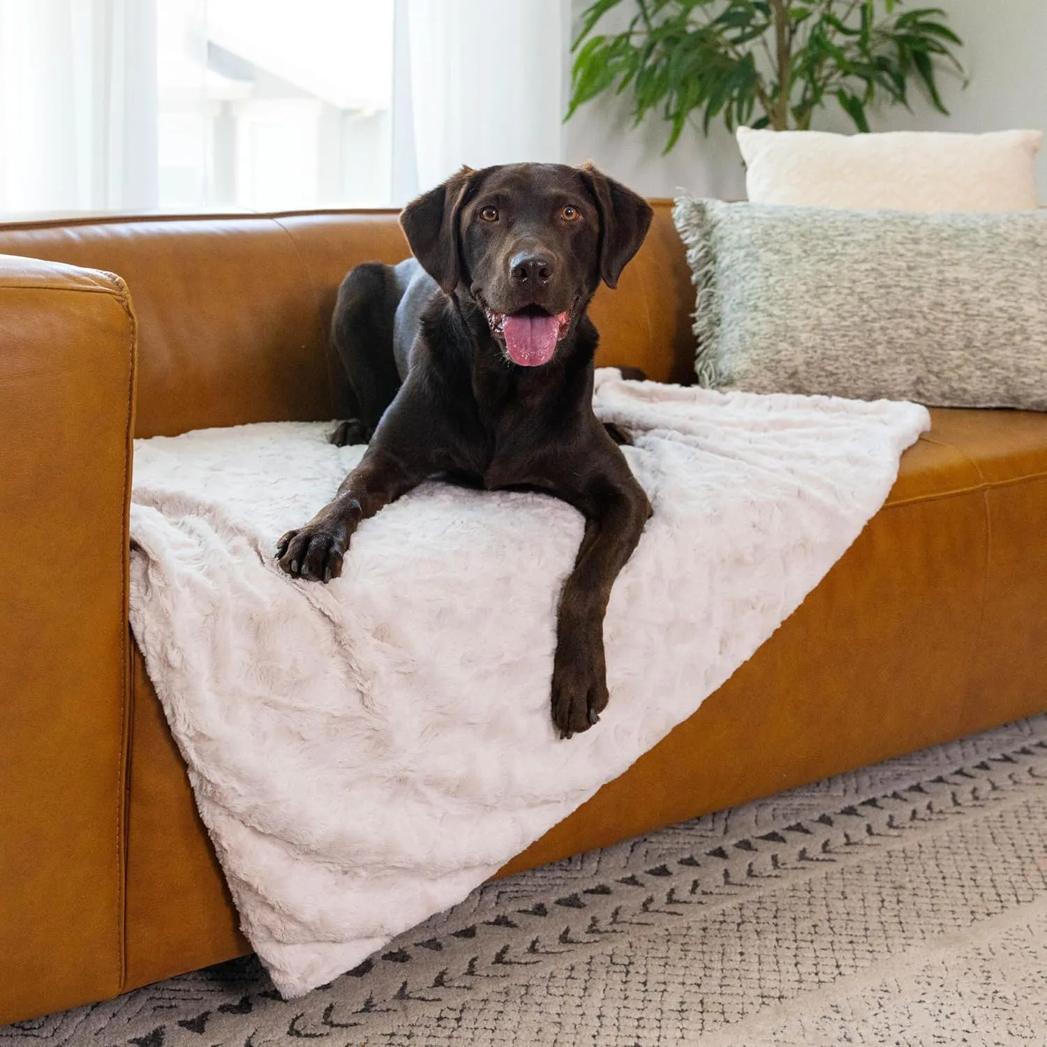 Best Friends by Sheri Calming Lux Dog Blanket  Ultra Soft Faux Fur Pet Throw, Anxiety-Relief, Lightweight Warm Bed Cover for Dogs and Cats, Machine Washable, Oyster Cream, 40" x 50"
