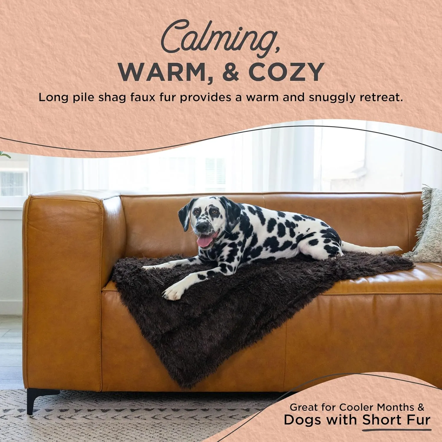 Best Friends by Sheri Calming Shag Dog Blanket  Ultra Soft Faux Fur Pet Throw, Anxiety-Relief, Lightweight Warm Bed Cover for Dogs and Cats, Machine Washable, Dark Brown, 30" x 40"