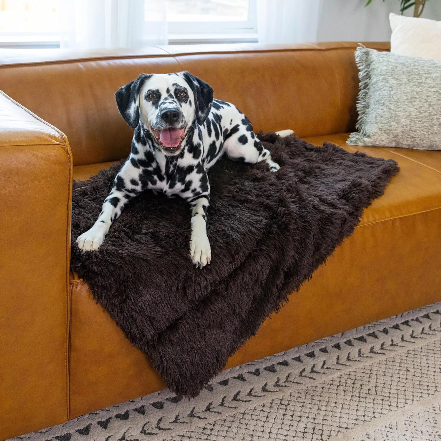 Best Friends by Sheri Calming Shag Dog Blanket  Ultra Soft Faux Fur Pet Throw, Anxiety-Relief, Lightweight Warm Bed Cover for Dogs and Cats, Machine Washable, Dark Brown, 30" x 40"