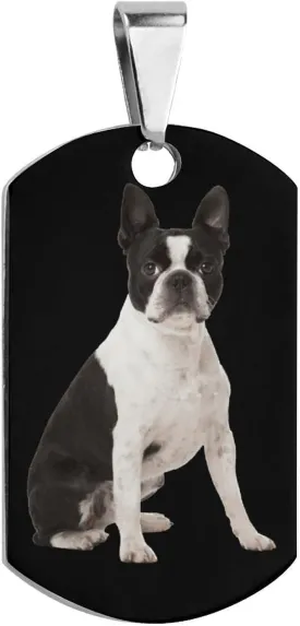 Boston Terrier Printed Pet ID Tags Personalized Dog Tags Stainless Steel Cat Collar Tags Accessories Decoration