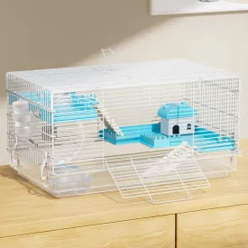 BUCATSTATE 3 Levels Small Hamster Cage with Accessories, 3-Layer Small Animal House for Dwarf Hamsters, Mice, Gerbils (18.5"x11.8"x11.8")