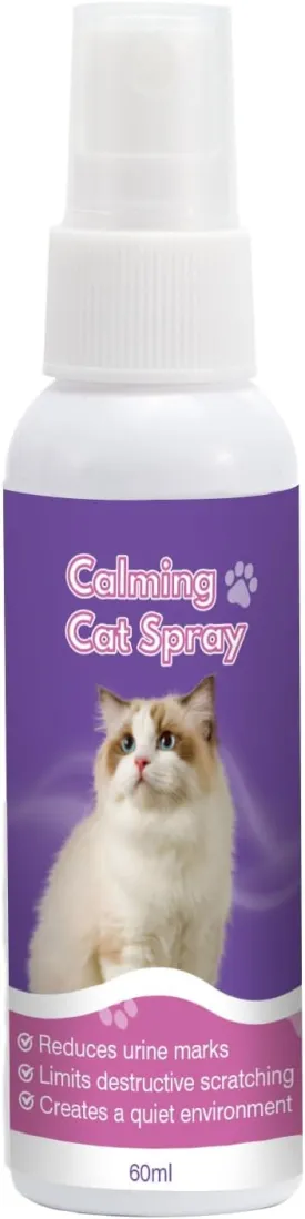 Cat Calming Spray 60 ML Cat Pheromone Spray Reduces Stress Anxiety Scratching Calming Spray for Cats Good for Home