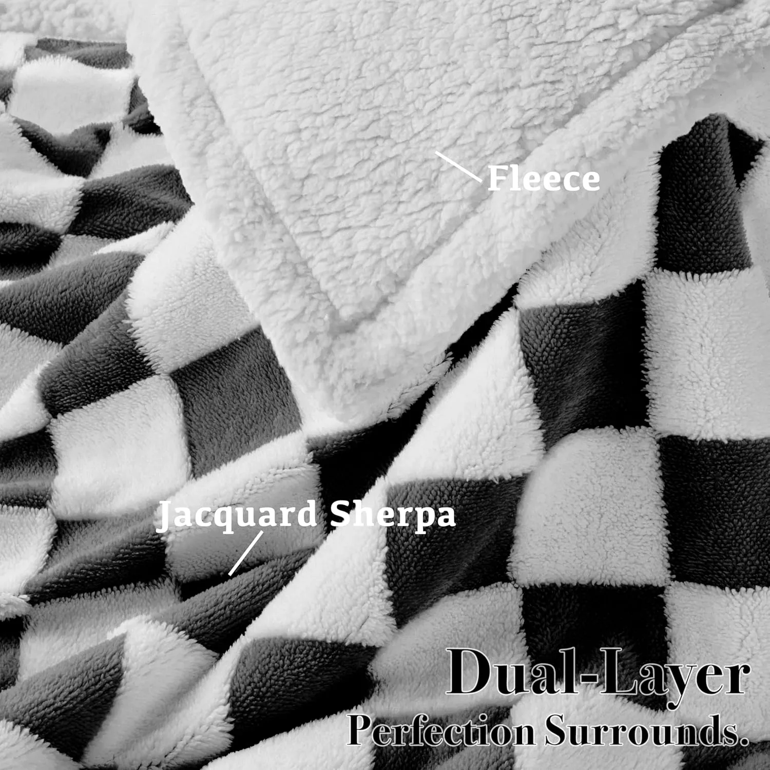 Checkered Dog Blanket, Black White Jacquard Sherpa Blankets for Small Dog and Cats, Cute Aesthetic Style Fluffy Fleece Pets Blanket for Couch Protection Washable, 25"x35"
