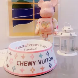 Chewy Vuiton Luxury Brand Designer Dog Bowl Ceramics Bowls Placemat Puppy Cat Feeder Non-slip Crash French Bulldog Bowl For Small Dogs
