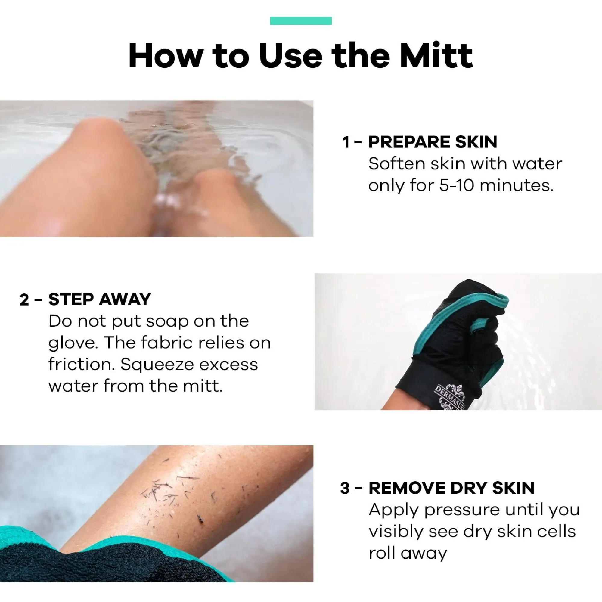 Dermasuri Deep Exfoliating Glove for Shower - Exfoliating Mitt Body Scrubber - Skin Exfoliator & Dead Skin Remover - Keratosis Pilaris Scrub - Spray Tan Remover - Korean Skincare for Body (2 Pack)
