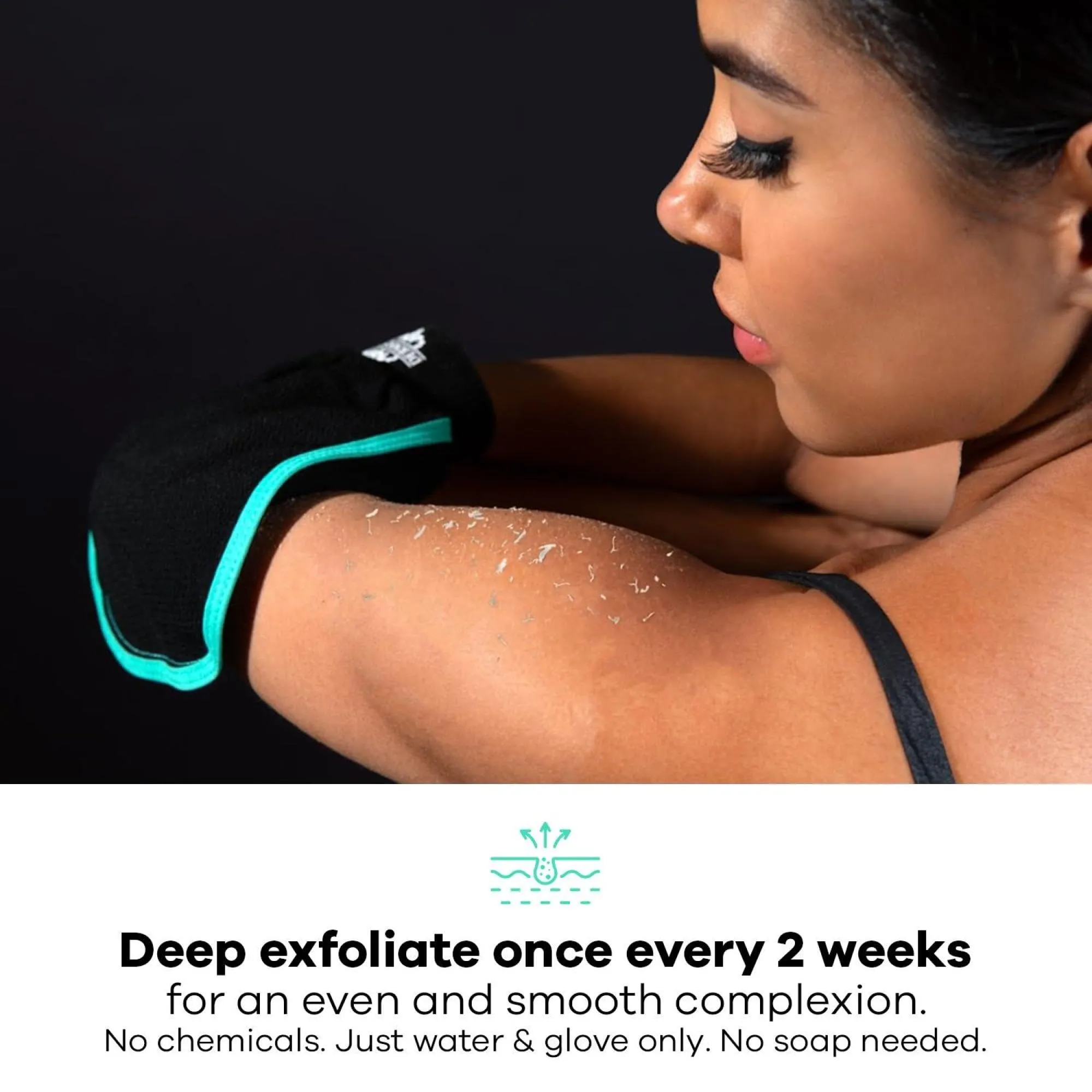 Dermasuri Deep Exfoliating Glove for Shower - Exfoliating Mitt Body Scrubber - Skin Exfoliator & Dead Skin Remover - Keratosis Pilaris Scrub - Spray Tan Remover - Korean Skincare for Body (2 Pack)