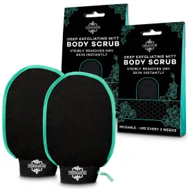 Dermasuri Deep Exfoliating Glove for Shower - Exfoliating Mitt Body Scrubber - Skin Exfoliator & Dead Skin Remover - Keratosis Pilaris Scrub - Spray Tan Remover - Korean Skincare for Body (2 Pack)