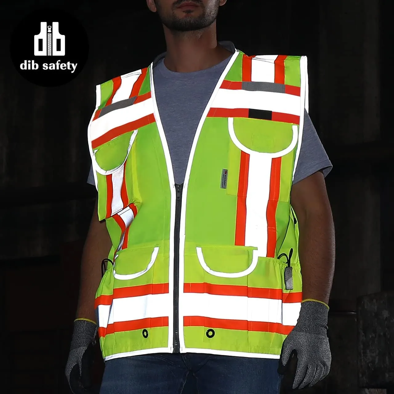Dib Safety Reflective Vest Heavy Duty, High Visibility Two Tone Engineer Vest, Made with 3M Tape, Padded Collar, Retractable ID Pocket, Yellow 2XL