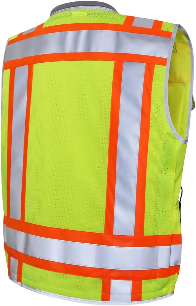 Dib Safety Reflective Vest Heavy Duty, High Visibility Two Tone Engineer Vest, Made with 3M Tape, Padded Collar, Retractable ID Pocket, Yellow 2XL
