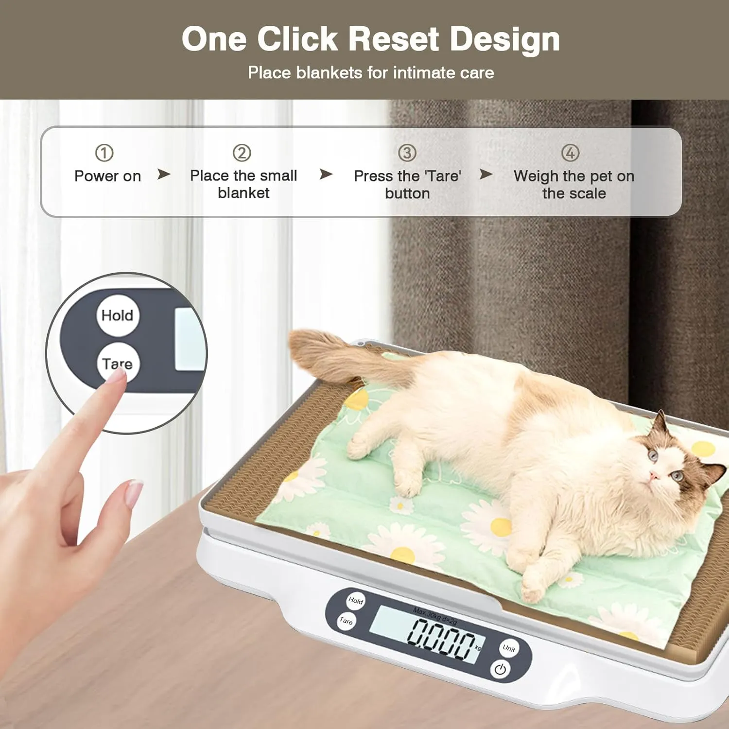 Digital Small Animal Scale with LCD Display & Removable Tape Measure, High Precision Pet Scale for Puppy/Kitten/Rabbit/Birds, Portable Weighing Scale (Includes LCD Screen & Durable Measurement Tape)