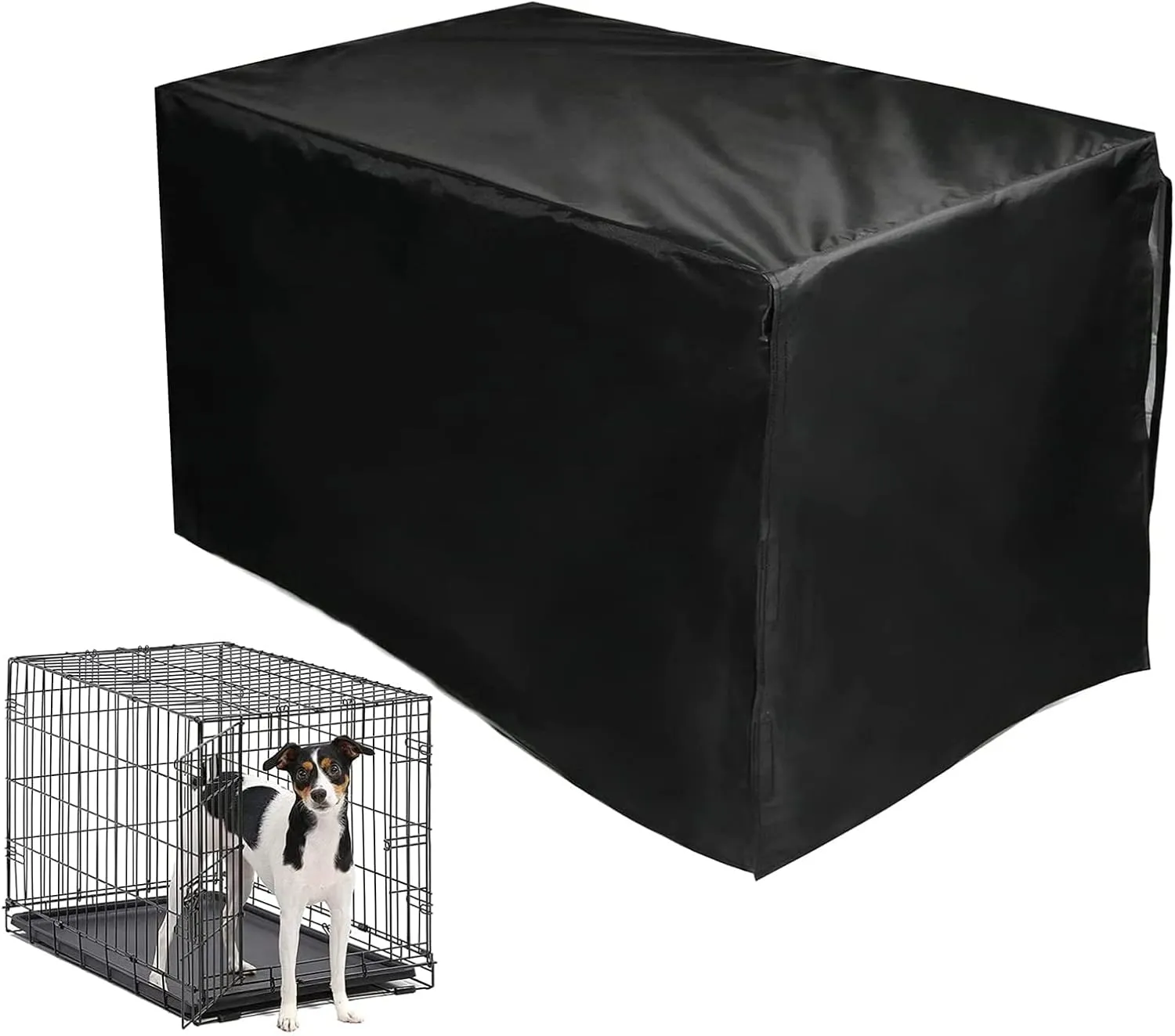 Dog Crate Cover Soundproof Ventilated Pet Keneel Cover Durable Double Door Polyester Dog Crate Cloth Cover Air Flow/Universal Fit for Wire Dog Crate,Black,42inches