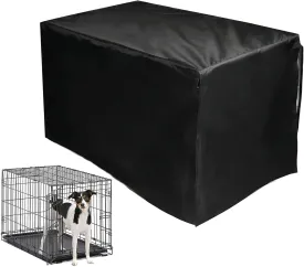 Dog Crate Cover Soundproof Ventilated Pet Keneel Cover Durable Double Door Polyester Dog Crate Cloth Cover Air Flow/Universal Fit for Wire Dog Crate,Black,42inches