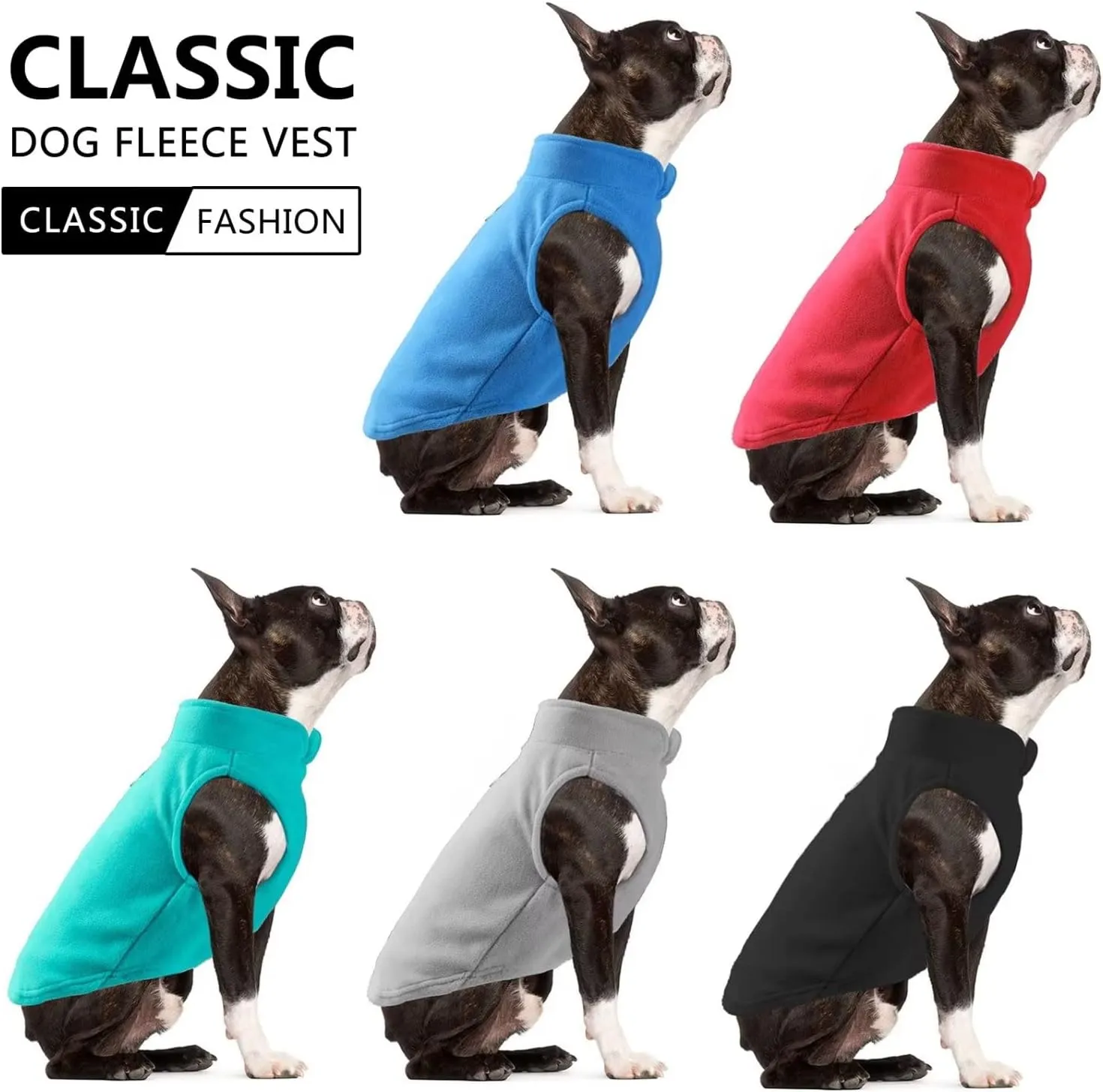 Dog Fleece Vest Jacket Pet Dogs Clothes Warm for Small Dogs Black S
