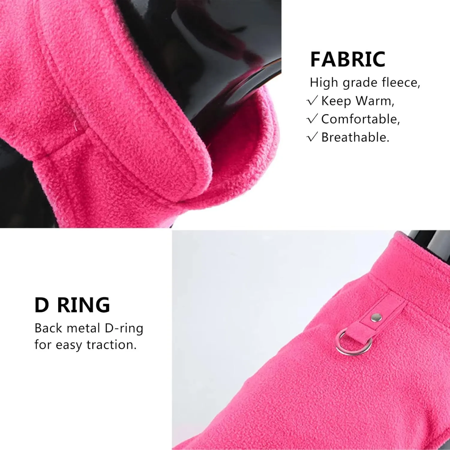 Dog Fleece Vest Jacket Pet Dogs Clothes Warm for Small Dogs Black S