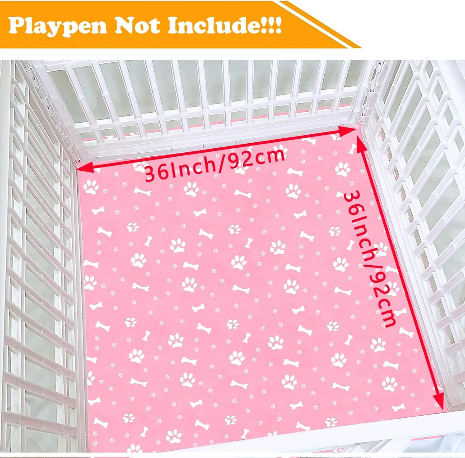 Dog Playpen Bottom for 36" Inch Pet Playpen with 4 Panels, Dog Crate Bottom Pet Tent Puppy Play Pen Bottom, Ideal for Indoor/Outdoor Use. Note: Playpen Not Included!!! (Pink)