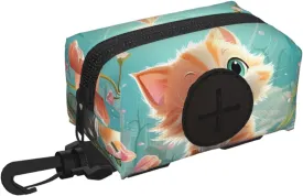 Dog Poop Bag Holder For Leash, Lightweight Dispenser For Pet Waste Bags Cute Cats Puppy Potty Carrier Small Doggy Zipper Pouch With Carabiner Clip