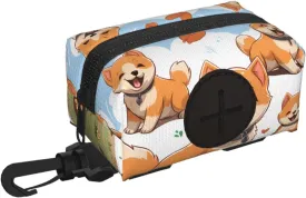 Dog Poop Bag Holder For Leash, Lightweight Dispenser For Pet Waste Bags Cute Shiba Inu Dog Puppy Potty Carrier Small Doggy Zipper Pouch With Carabiner Clip