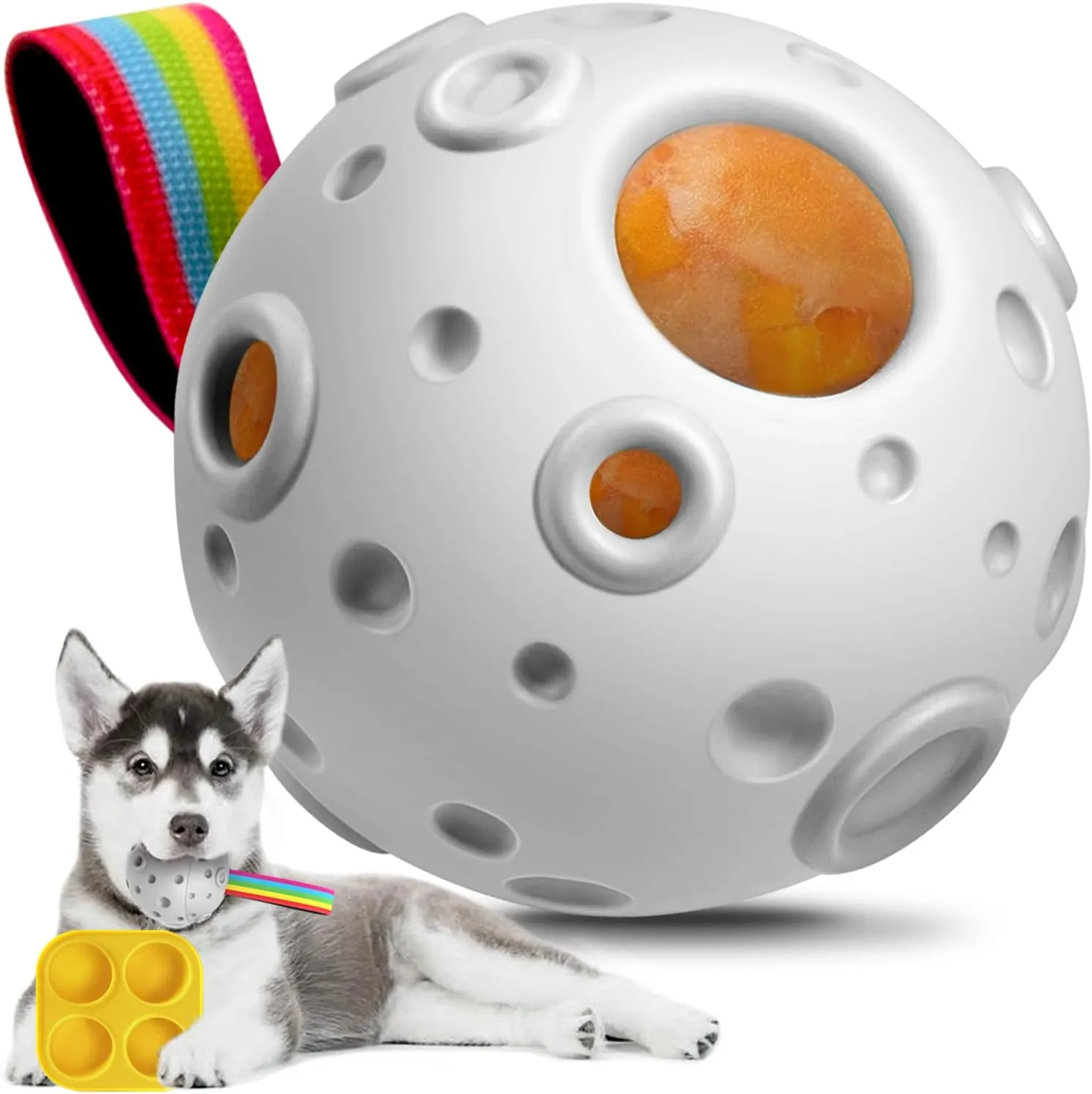 Dog Puzzle Toy, Frozen Fillable Dog Food Dog Enrichment Toys to Keep Them Busy,Treat Dispensing Dog Toy,Dog Ball Toys for 10-80Lbs,Safety Rubber Dog Chew Toys,Easy to Clean Interactive Dog Treats Toy