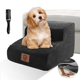 Dog Stairs for Small Dogs-Waterproof Dog Stairs 2 Steps, Non Slip Removable Washable High Density Foam Dog Ramp Cat Stairs for Sofa