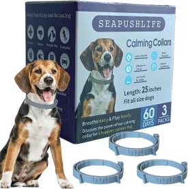 Dogs Calming Pheromones Collar 3 Packs Waterproof Lasts 60 Days Relieve Reduce Anxiety or Stress 25 Inches Adjustable Relaxing Comfortable Collar Breakaway Design for All Small Medium and Large Dog