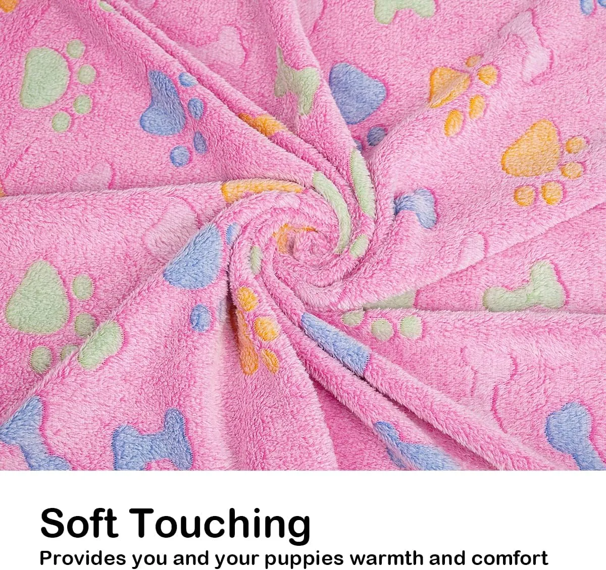 Dono 1 Pack 3 Dog Blankets for Small Dogs, Soft Fluffy Paw Print Pattern Fleece Pet Blanket Warm Sleep Mat, Puppy Kitten Blanket Doggy Mat for Dog Cat Kitten Doggy (30 * 20")