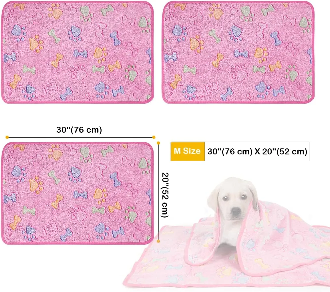 Dono 1 Pack 3 Dog Blankets for Small Dogs, Soft Fluffy Paw Print Pattern Fleece Pet Blanket Warm Sleep Mat, Puppy Kitten Blanket Doggy Mat for Dog Cat Kitten Doggy (30 * 20")