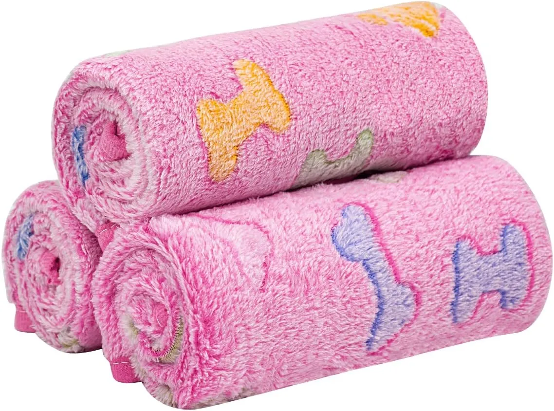 Dono 1 Pack 3 Dog Blankets for Small Dogs, Soft Fluffy Paw Print Pattern Fleece Pet Blanket Warm Sleep Mat, Puppy Kitten Blanket Doggy Mat for Dog Cat Kitten Doggy (30 * 20")