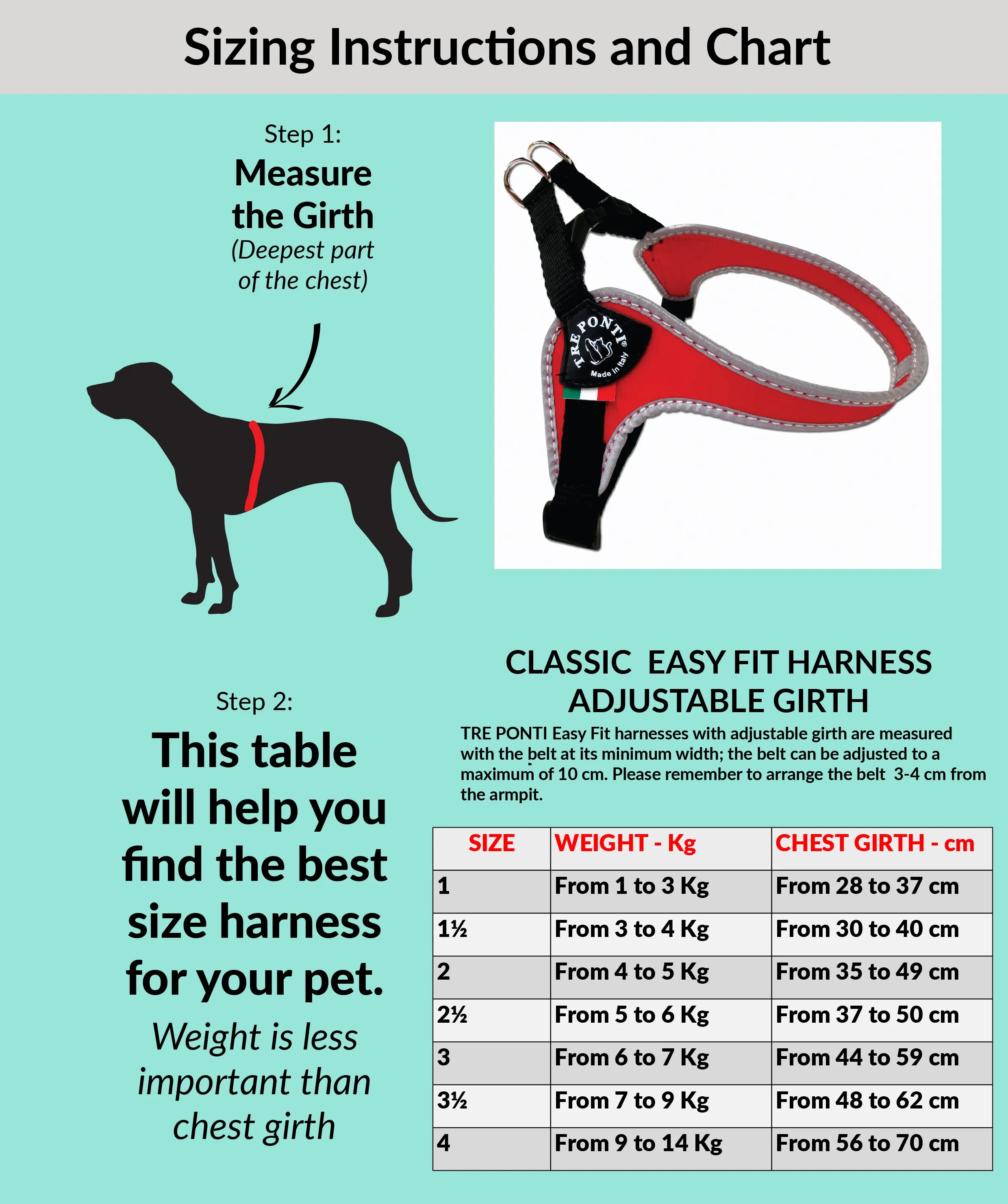 Easy Fit Light Blue Harness with Adjustable Girth