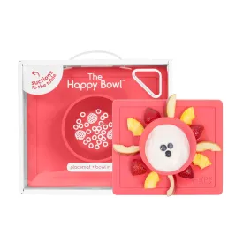 ezpz Happy Bowl - 24 Months   (Coral) - 100% Silicone Suction Bowl with Built-in Placemat  Dishwasher Safe