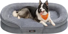 Feandrea Dog Bed, Large Orthopaedic Dog Sofa Bed, 36 x 27 x 7 Inches, Egg Crate Foam, Waterproof Liner, Raised Edges, Removable and Machine Washable Cover, Non-Slip, Light Gray UPGW282G01