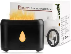 Flame Diffuser for Essential Oils, 200ml Ultrasonic Aroma Diffusers with Cool Mist, Aromatherapy Diffuser with Auto-Off Protection, Small Humidifier for Home,Office,Bedroom,Gift (Black)