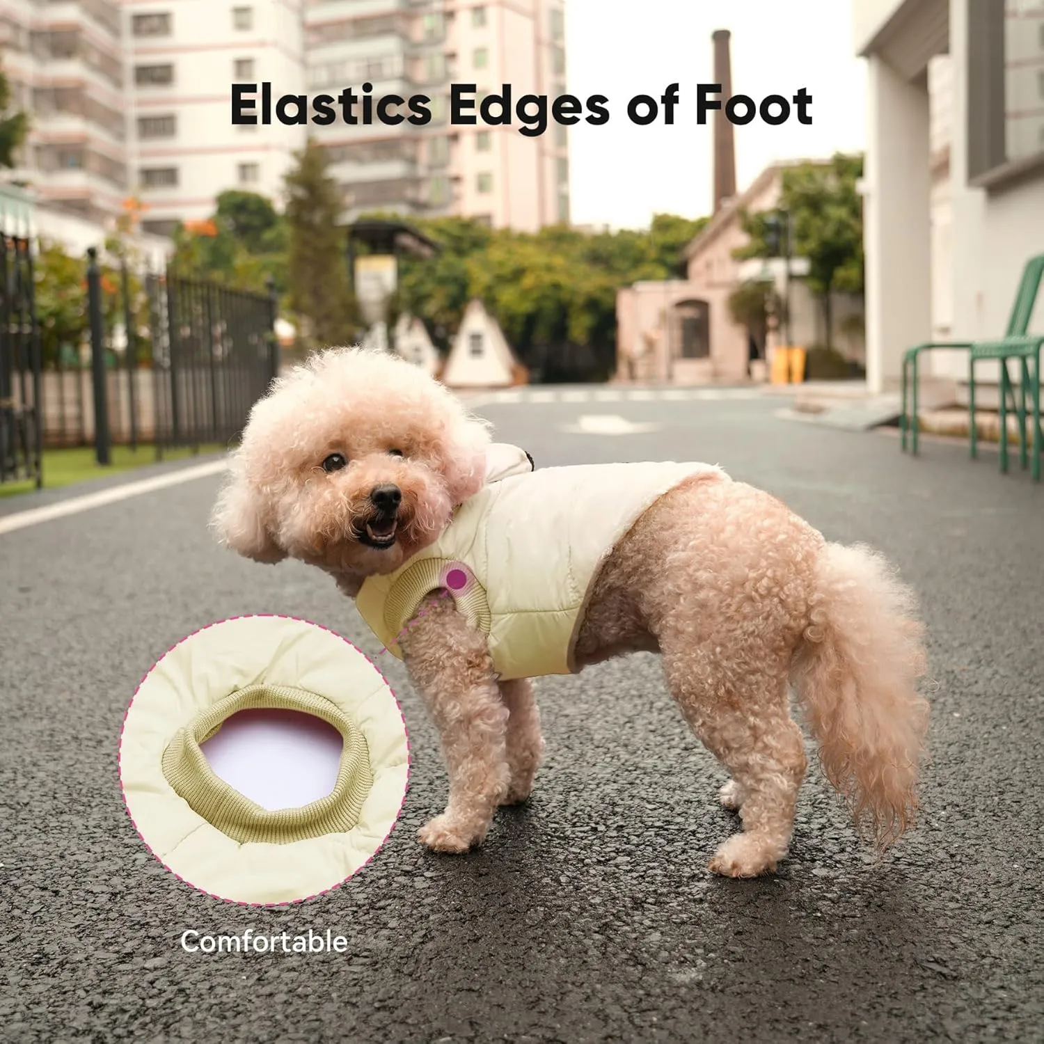 Fleece Lining Dog Hoodie with Harness Built in,Extra Warm Large Dog Jacket in Winter Doggie Coats with Hooded,Light Yellow XXXL