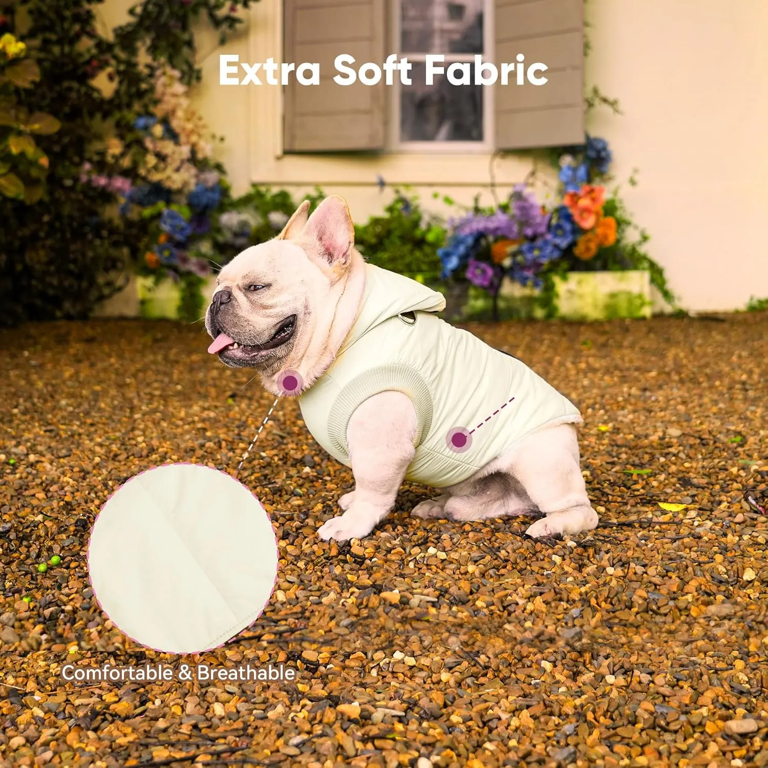 Fleece Lining Dog Hoodie with Harness Built in,Extra Warm Large Dog Jacket in Winter Doggie Coats with Hooded,Light Yellow XXXL