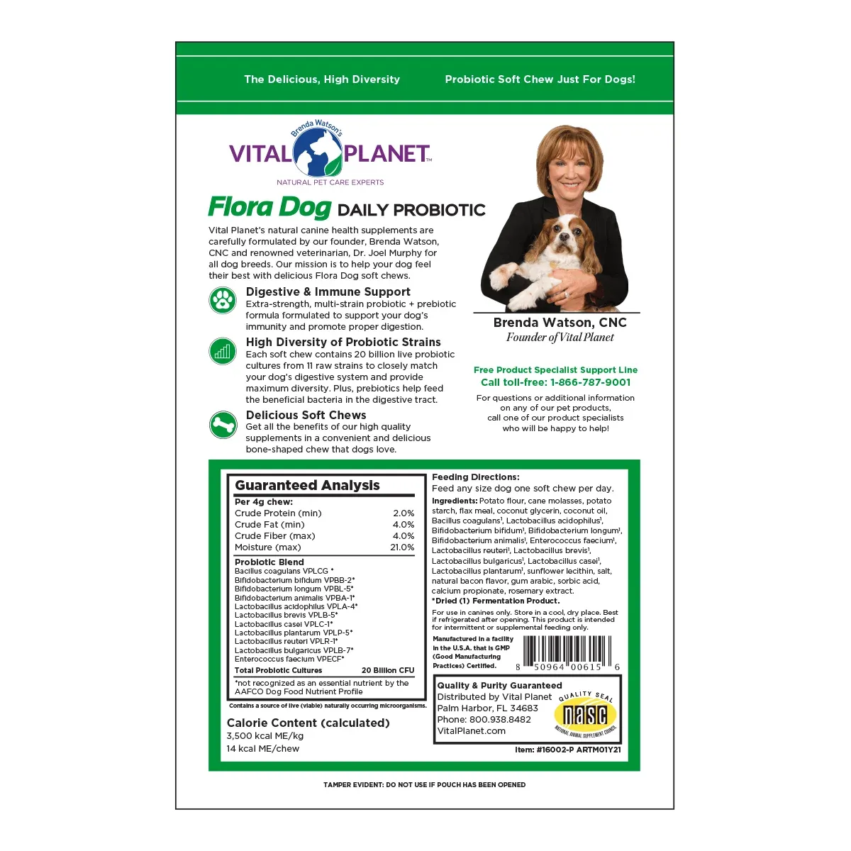 Flora Dog 20 Billion Probiotic 30 Chews (Bacon Flavored)