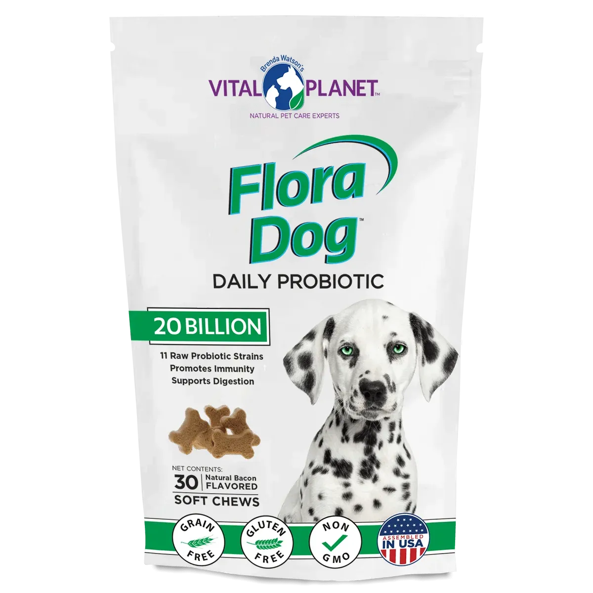 Flora Dog 20 Billion Probiotic 30 Chews (Bacon Flavored)
