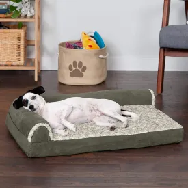 Furhaven Pet Deluxe Memory Foam Chaise Lounge Sofa Pet Bed, Medium, Dark Sage, Retails $65 