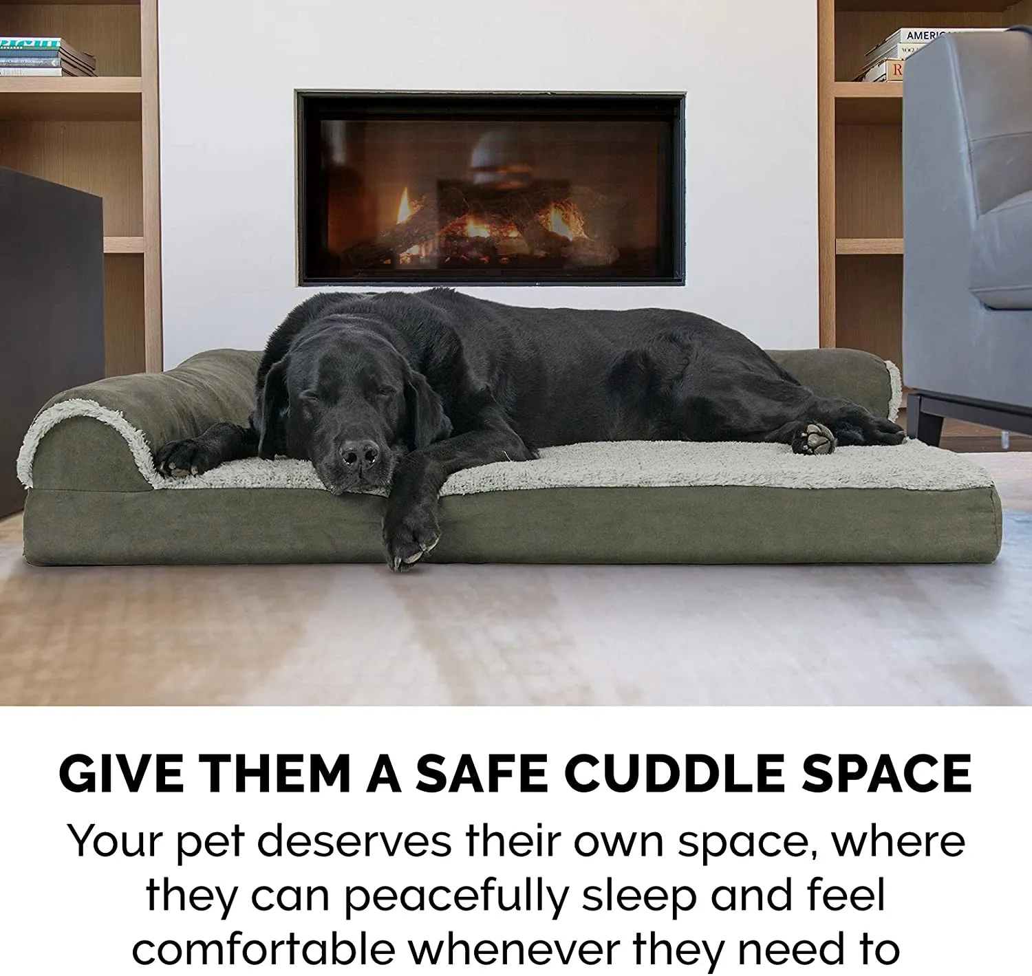 Furhaven Pet Deluxe Memory Foam Chaise Lounge Sofa Pet Bed, Medium, Dark Sage, Retails $65 