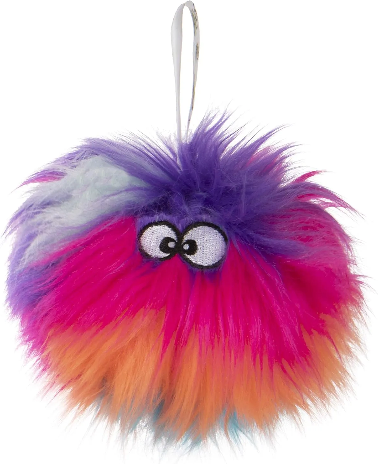 goDog Just for Me Furballz Squeaky Plush Ball Dog Toy, Chew Guard Technology - Cool Rainbow, Mini